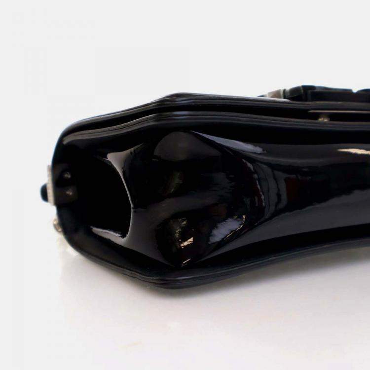 Pre Owned Chanel Boy Small Black Patent Leather Shoulder Bag
