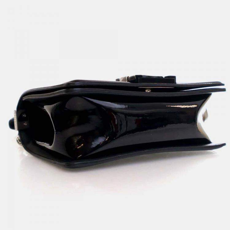 Pre Owned Chanel Boy Small Black Patent Leather Shoulder Bag