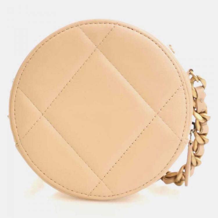 Pre Owned Chanel 19 Round Cream Calfskin Clutch on Chain