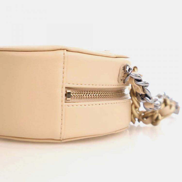 Pre Owned Chanel 19 Round Cream Calfskin Clutch on Chain
