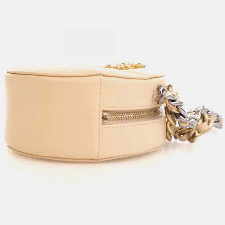 Pre Owned Chanel 19 Round Cream Calfskin Clutch on Chain