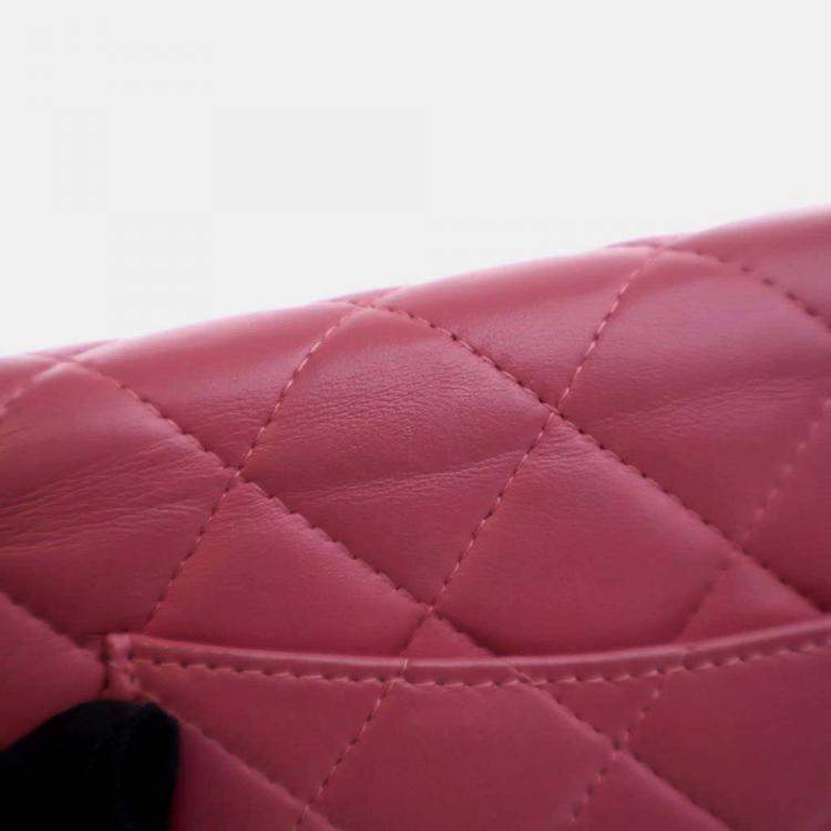 Pre Owned Chanel Classic Pink Lambskin Wallet On Chain 
