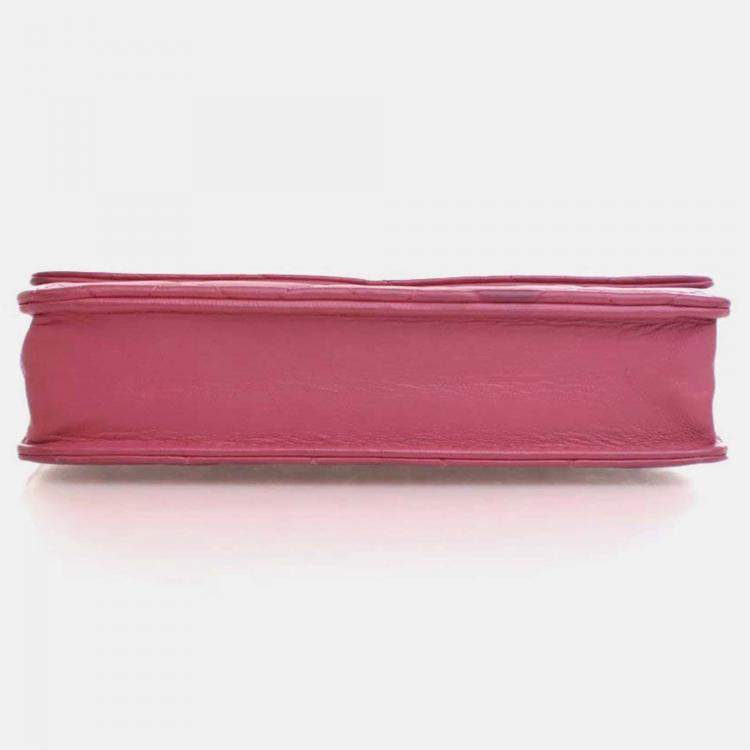 Pre Owned Chanel Classic Pink Lambskin Wallet On Chain 