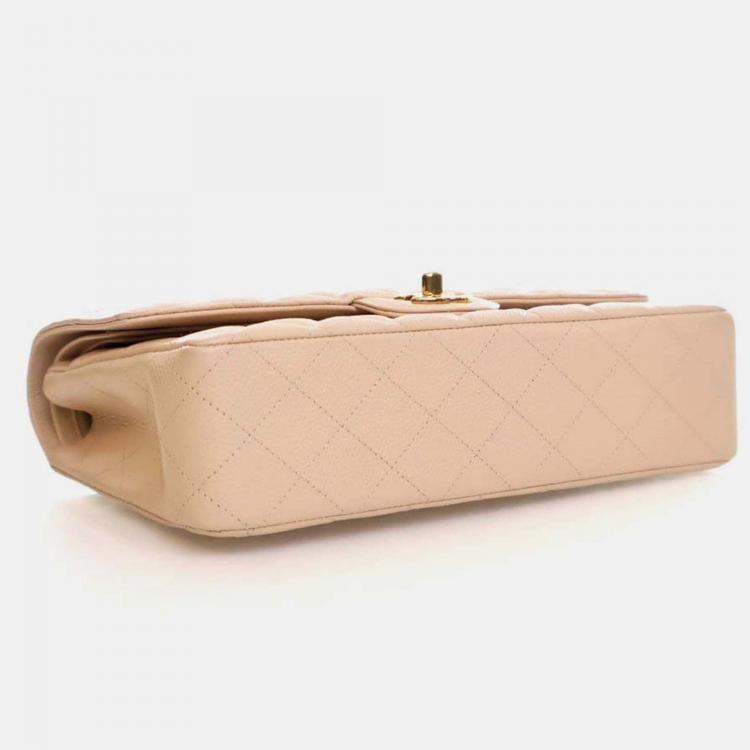 Pre Owned Chanel Classic Double Flap Medium Caviar Leather Shoulder Bag
