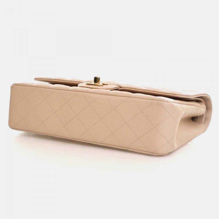 Pre Owned Chanel Classic Double Flap Medium Caviar Leather Shoulder Bag