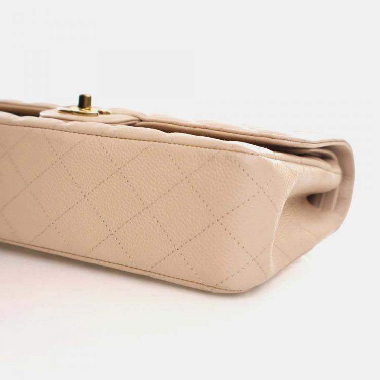 Pre Owned Chanel Classic Double Flap Medium Caviar Leather Shoulder Bag