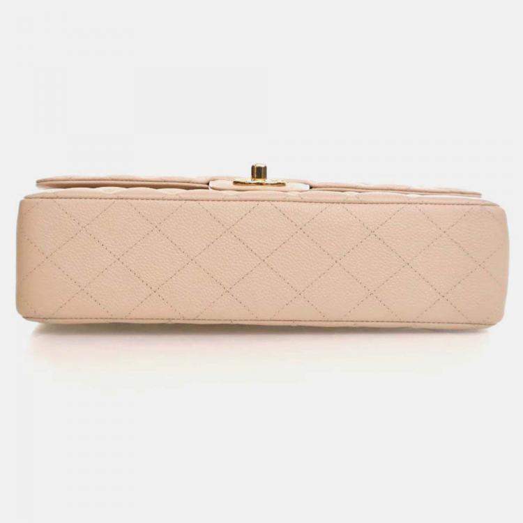 Pre Owned Chanel Classic Double Flap Medium Caviar Leather Shoulder Bag
