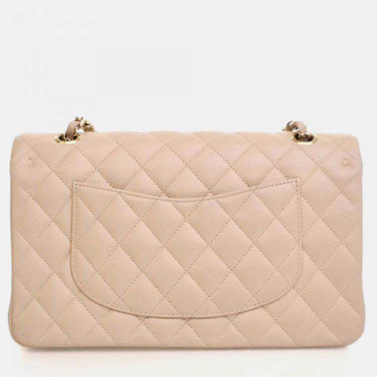 Pre Owned Chanel Classic Double Flap Medium Caviar Leather Shoulder Bag