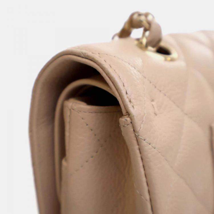 Pre Owned Chanel Classic Double Flap Medium Caviar Leather Shoulder Bag