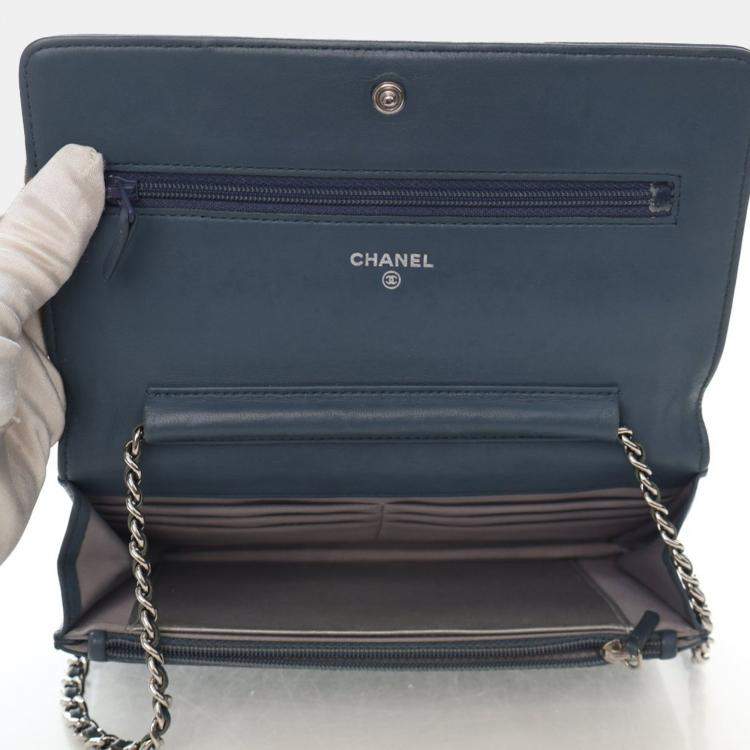 Pre Owned Chanel Camellia Wallet On Chain Lambskin Shoulder Bag