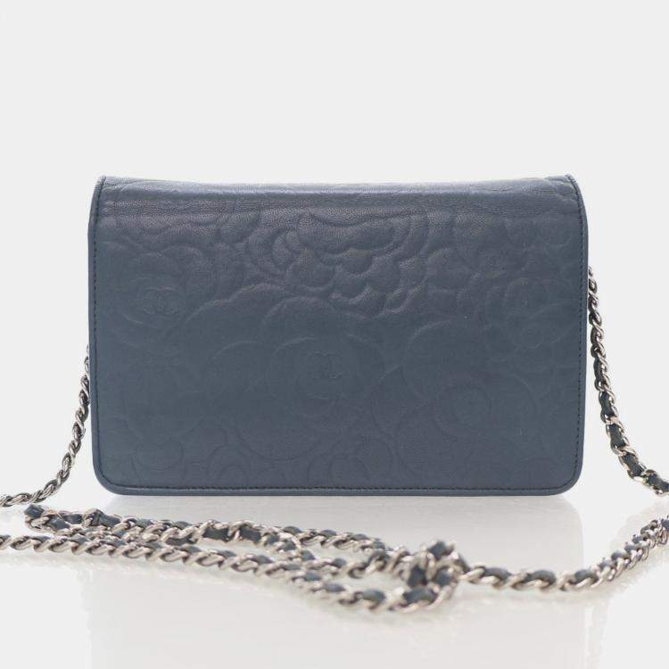 Pre Owned Chanel Camellia Wallet On Chain Lambskin Shoulder Bag