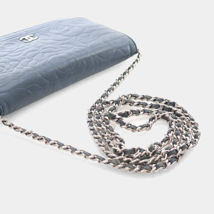 Pre Owned Chanel Camellia Wallet On Chain Lambskin Shoulder Bag