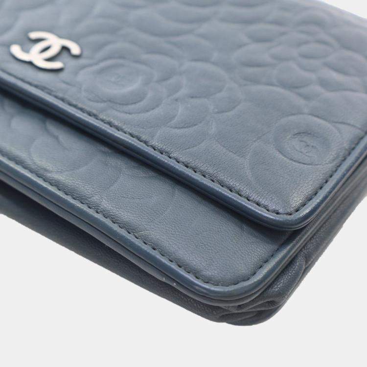Pre Owned Chanel Camellia Wallet On Chain Lambskin Shoulder Bag
