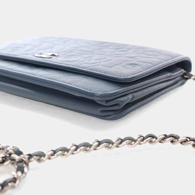 Pre Owned Chanel Camellia Wallet On Chain Lambskin Shoulder Bag