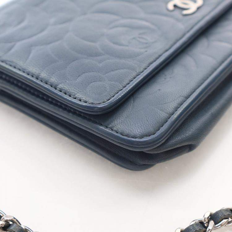 Pre Owned Chanel Camellia Wallet On Chain Lambskin Shoulder Bag