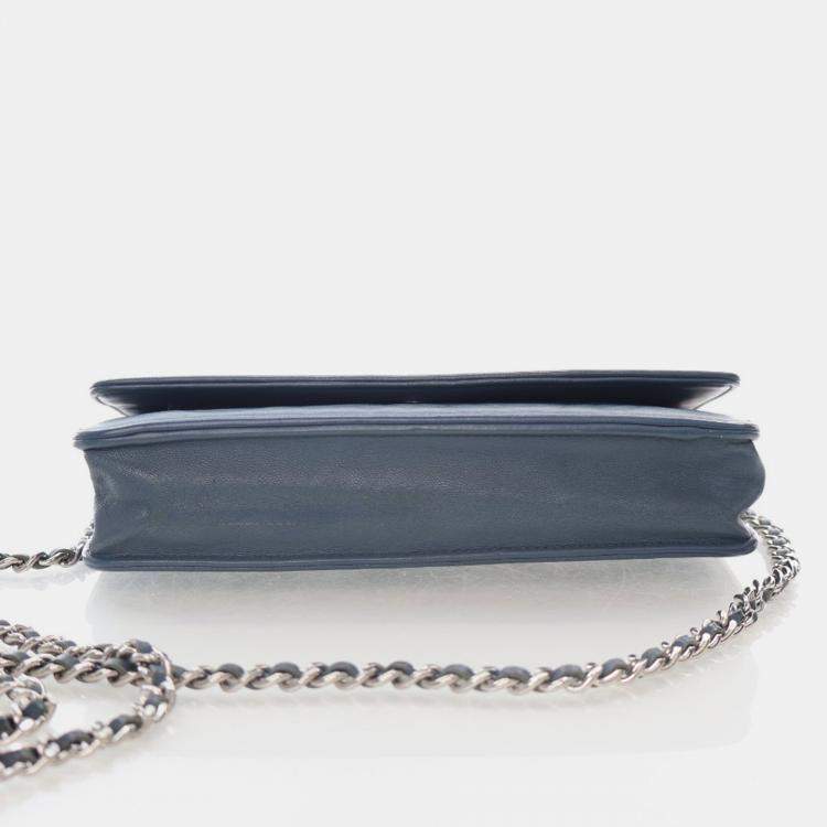 Pre Owned Chanel Camellia Wallet On Chain Lambskin Shoulder Bag