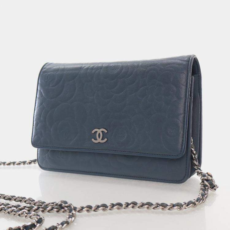 Pre Owned Chanel Camellia Wallet On Chain Lambskin Shoulder Bag