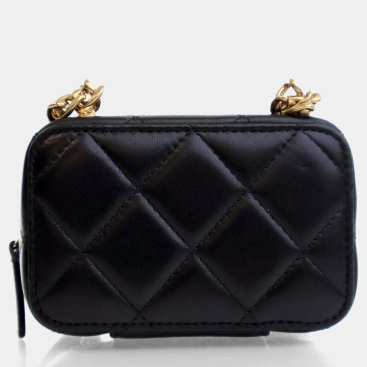 Pre Owned Chanel Candy Mini Black Lambskin Clutch with Chain 