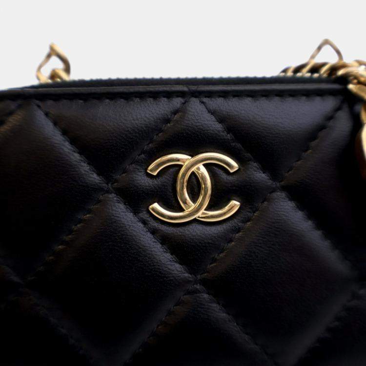 Pre Owned Chanel Candy Mini Black Lambskin Clutch with Chain 