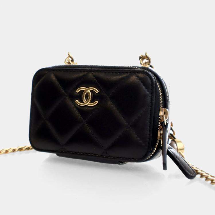 Pre Owned Chanel Candy Mini Black Lambskin Clutch with Chain 