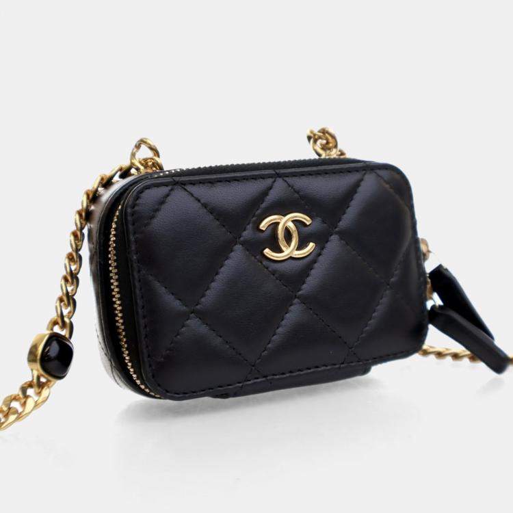 Pre Owned Chanel Candy Mini Black Lambskin Clutch with Chain 