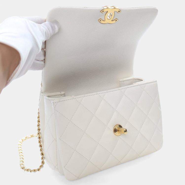 Pre Owned Chanel White Caviar Coco Flap Bag