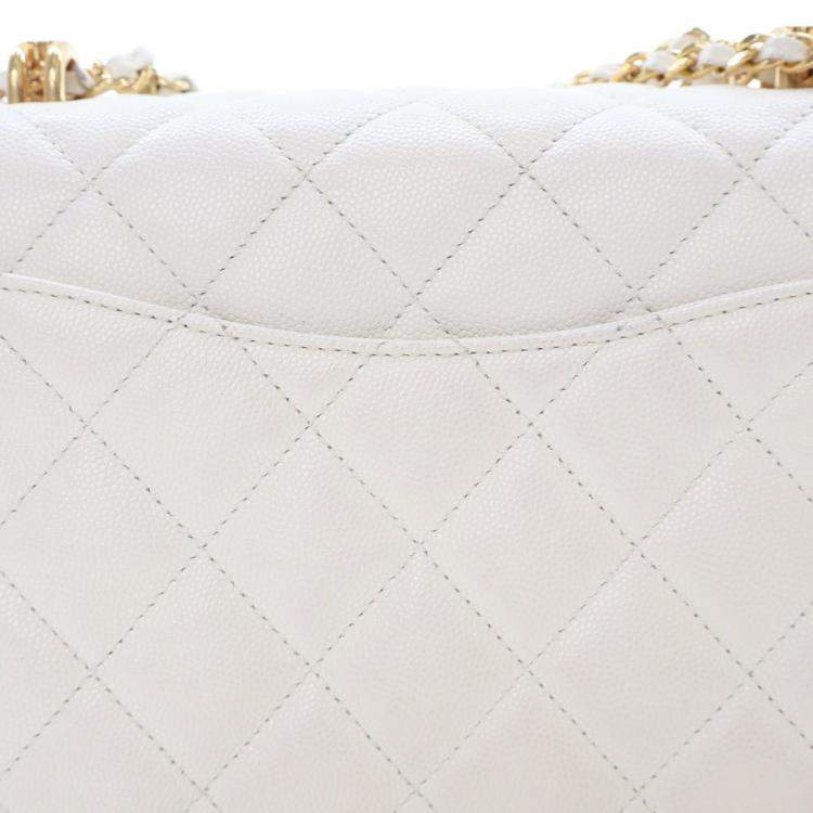 Pre Owned Chanel White Caviar Coco Flap Bag