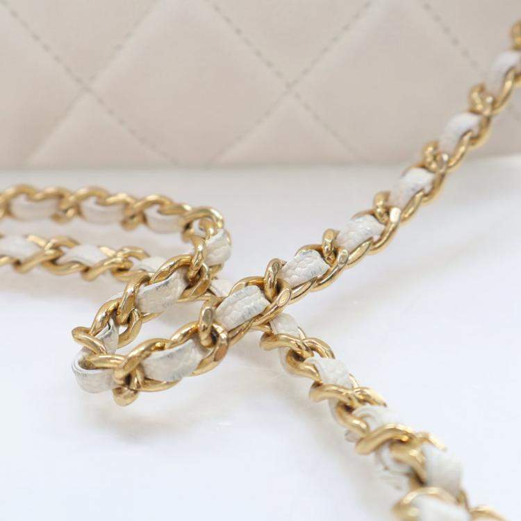 Pre Owned Chanel White Caviar Coco Flap Bag