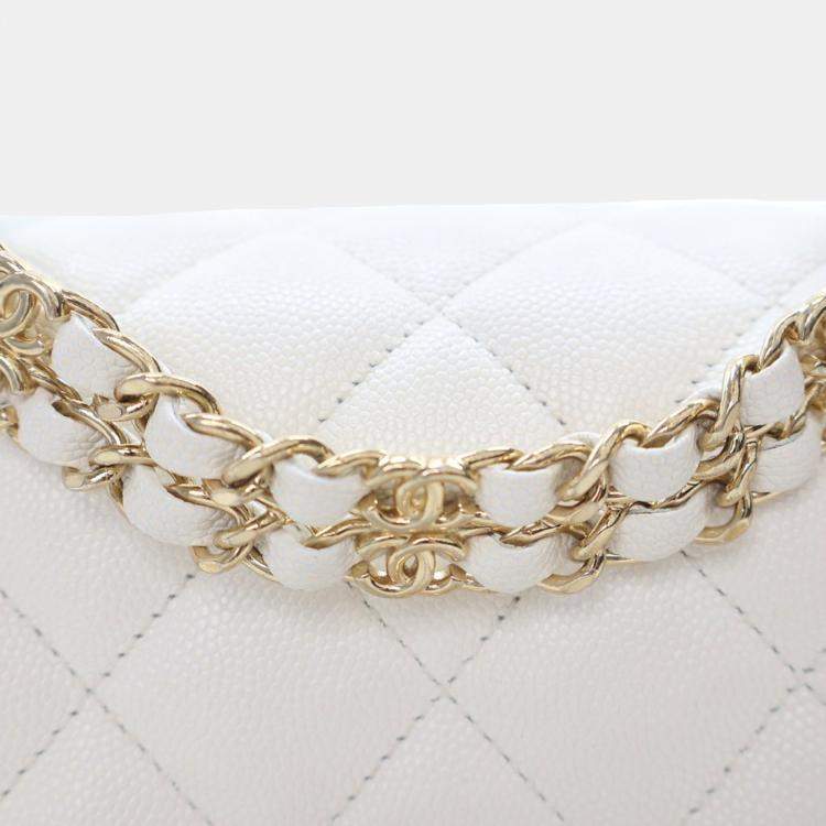 Pre Owned Chanel White Caviar Coco Flap Bag