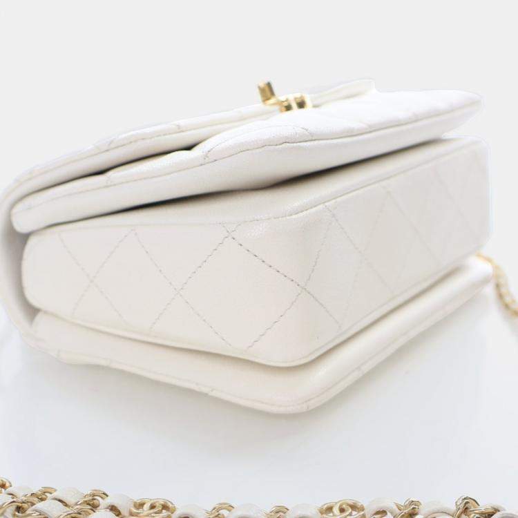 Pre Owned Chanel White Caviar Coco Flap Bag