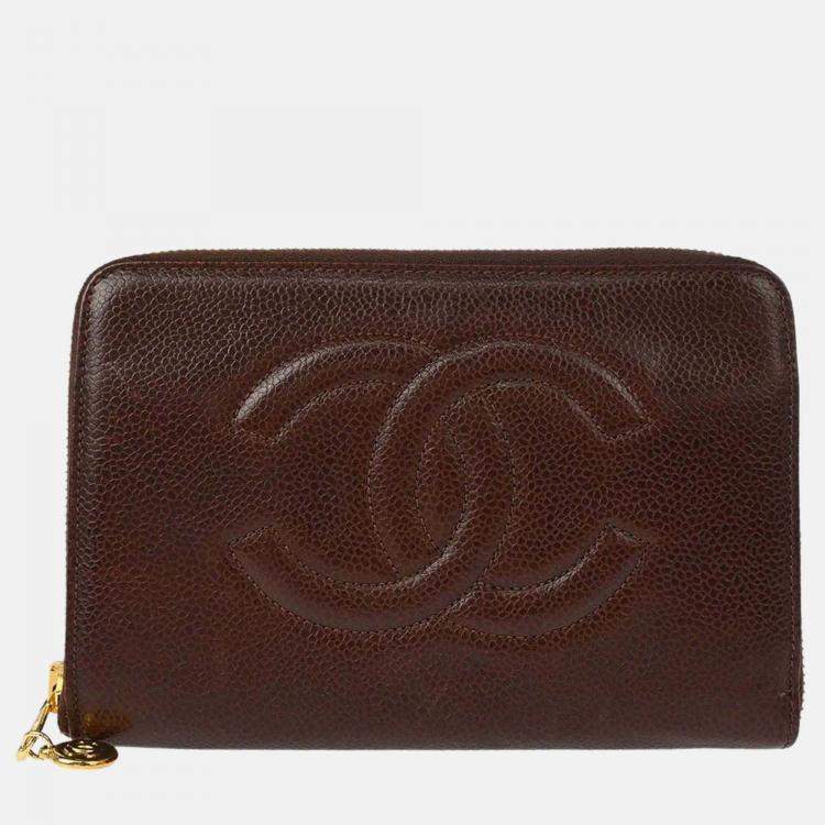 Pre Owned Chanel CC Small Brown Calfskin Wallet 