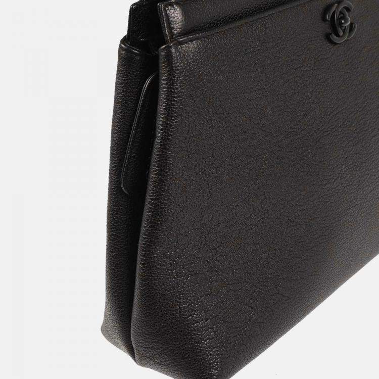 Pre Owned Chanel Black Calfskin Tote Bag