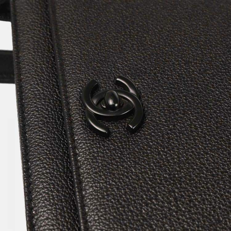 Pre Owned Chanel Black Calfskin Tote Bag