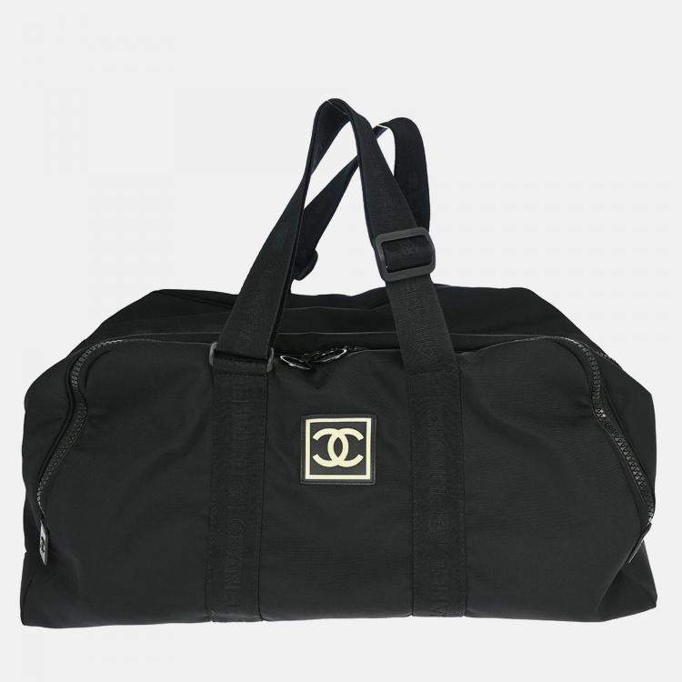 Pre Owned Chanel Sport Line Black Jacquard Nylon Handbag