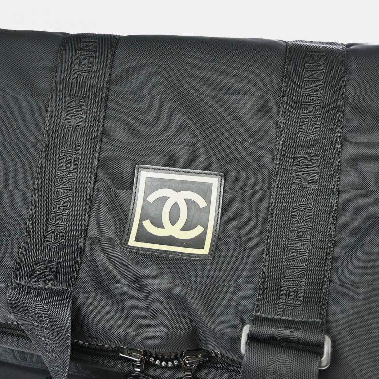 Pre Owned Chanel Sport Line Black Jacquard Nylon Handbag