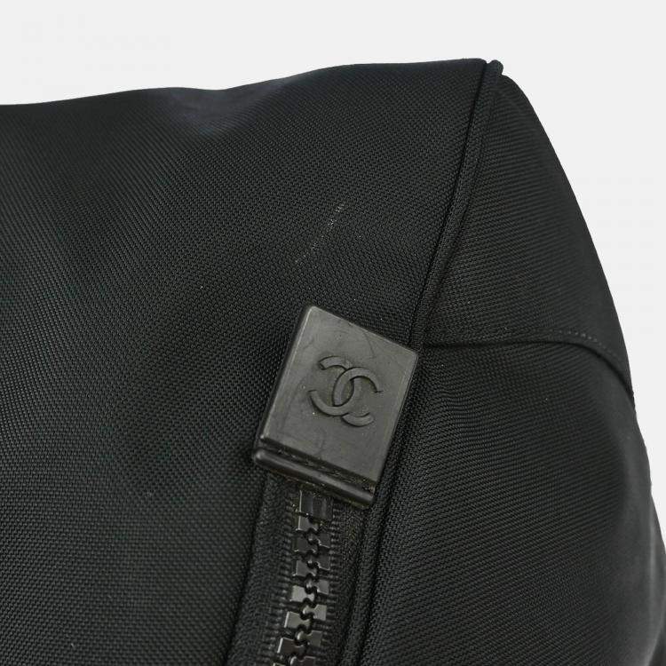 Pre Owned Chanel Sport Line Black Jacquard Nylon Handbag