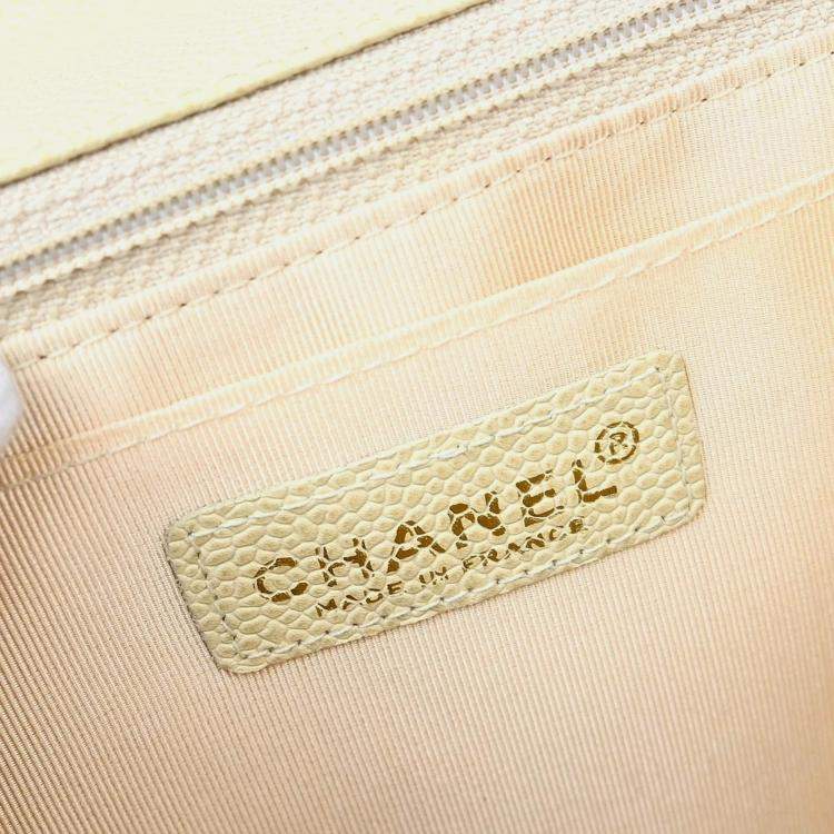 Pre Owned Chanel Beige Calfskin Top Handle Bag