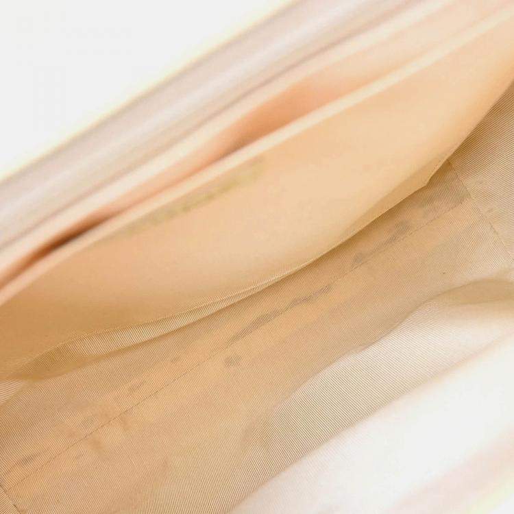 Pre Owned Chanel Beige Calfskin Top Handle Bag