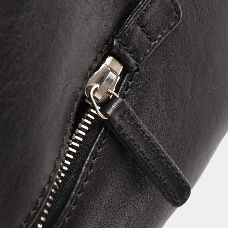 Pre Owned Chanel Chevron Black Lambskin Top Handle Bag