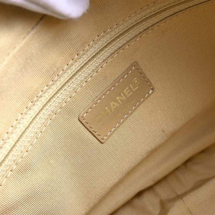 Pre Owned Chanel Petite Timeless Beige Leather Tote Bag