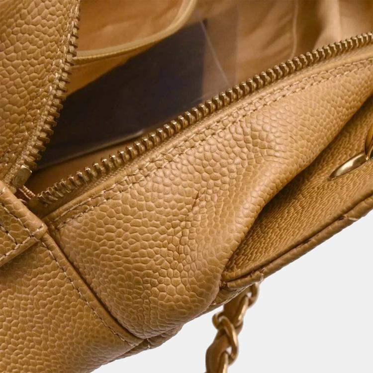 Pre Owned Chanel Petite Timeless Beige Leather Tote Bag