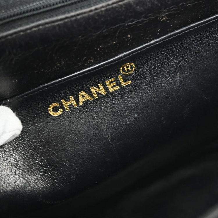 Pre Owned Chanel Straight Flap Black Leather Shoulder Bag