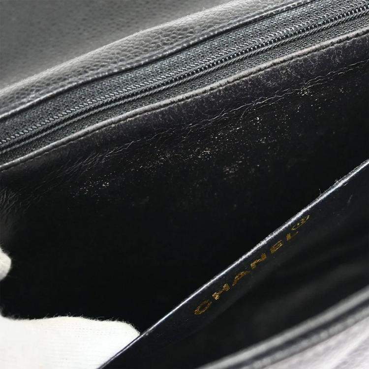 Pre Owned Chanel Straight Flap Black Leather Shoulder Bag