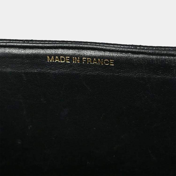 Pre Owned Chanel Straight Flap Black Leather Shoulder Bag