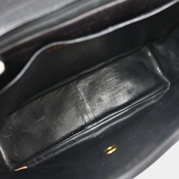 Pre Owned Chanel Straight Flap Black Leather Shoulder Bag