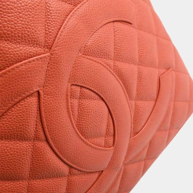 Pre Owned Chanel Medallion Salmon Pink Leather Tote Bag