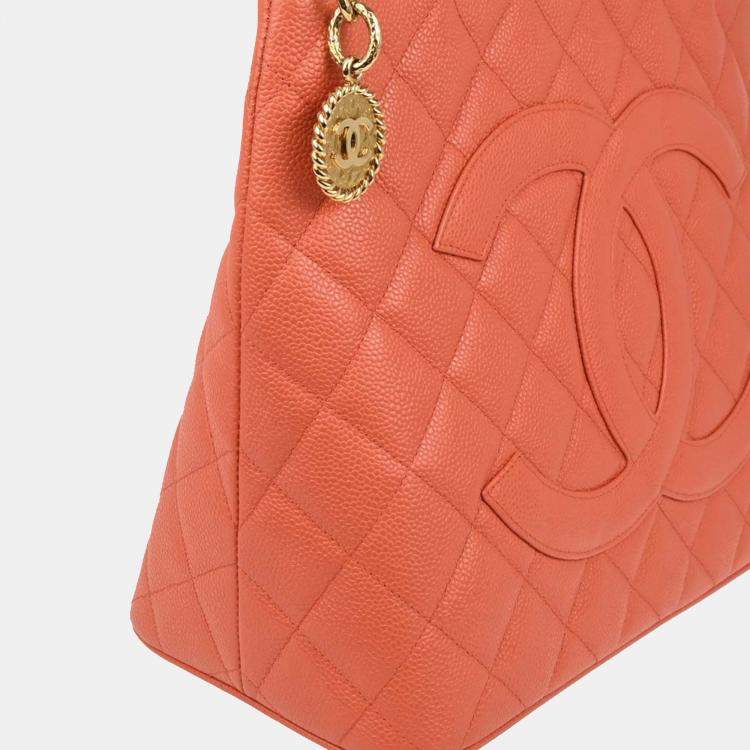 Pre Owned Chanel Medallion Salmon Pink Leather Tote Bag