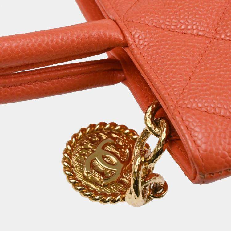 Pre Owned Chanel Medallion Salmon Pink Leather Tote Bag