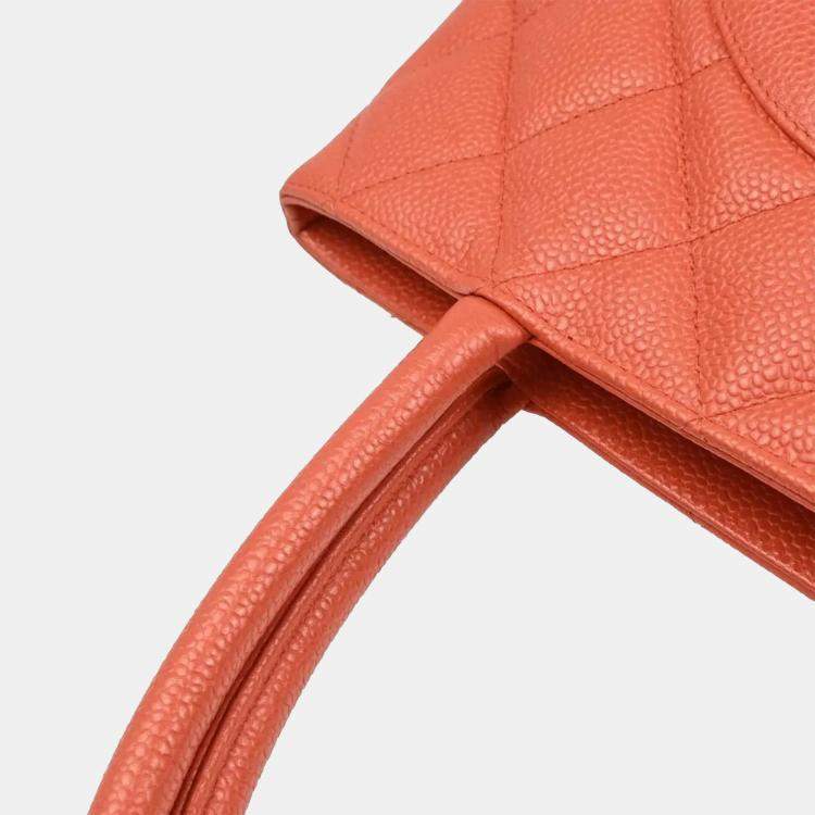 Pre Owned Chanel Medallion Salmon Pink Leather Tote Bag