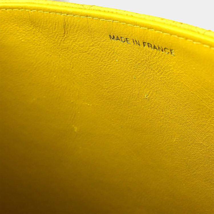 Pre Owned Chanel Yellow Calfskin Briefcase Business Handbag